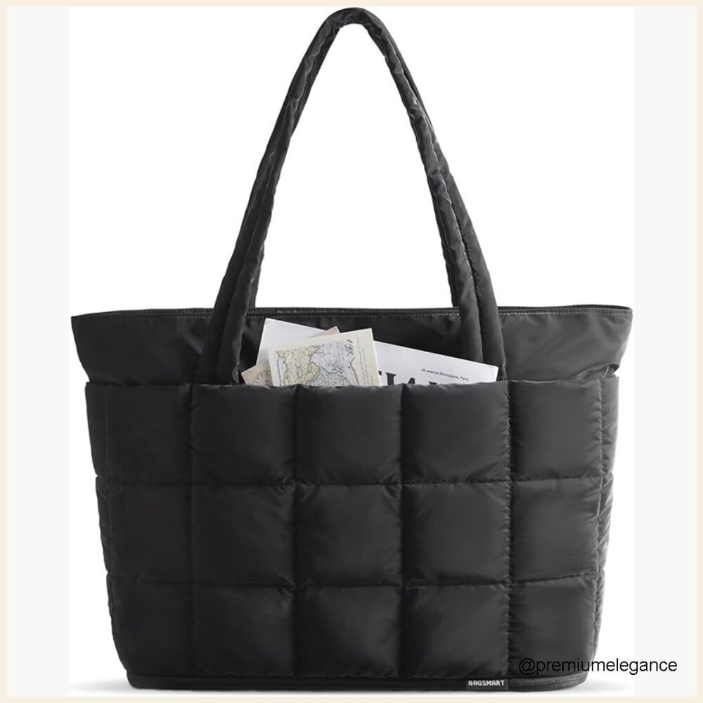 Expandable Puffer Tote Bag, 28L Travel Work Gym Carry On Handbag